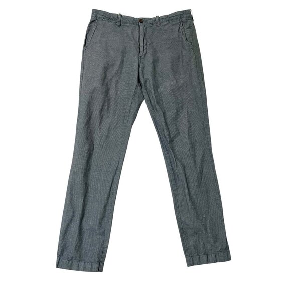 J.CREW Irish Linen Blend Chino Trouser Pants Baird McNutt Blue size 33x32 - Picture 1 of 9